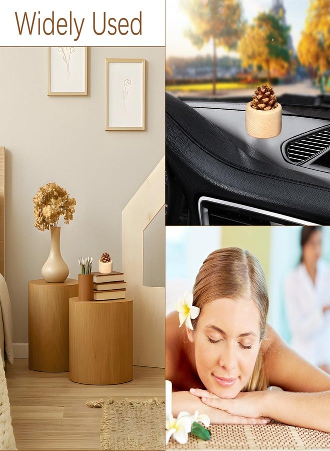 SAMIQU Wooden Essential Oil Diffuser - Beech Wood Aromatherapy Diffuser with Natural Pine Cone, Small Cylinder Passive Diffuser for Home, Office, Car, Wardrobe, Yoga Hall, and SPA - Image 3